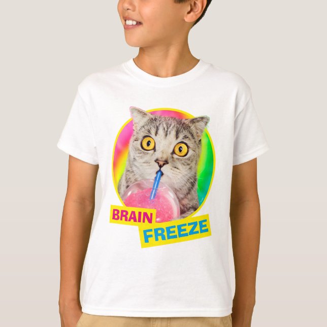 Cat Drinking Slushie T-Shirt (Front)