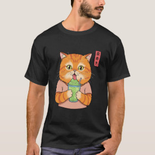 Cat Drinking Slushy Funny Summer Vibe Graphic T-Shirt