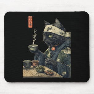Cat Drinking Tea Japanese Tea Ceremony Art Print P Mouse Mat
