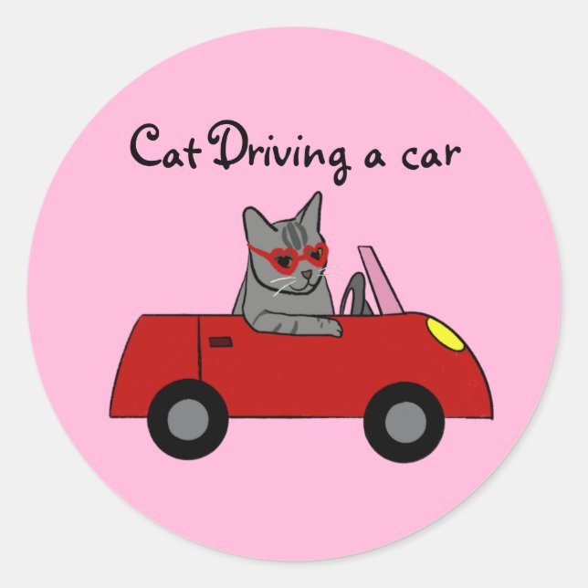 Cat driving a car  sticker (Front)