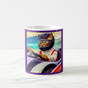Cat Driving a Racecar Coffee Mug
