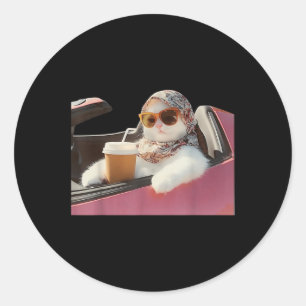 Cat Driving Meme Rage Is Consuming Me Silly Humour Classic Round Sticker