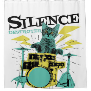 Cat Drummer Destroyer of Blanket Shower Curtain