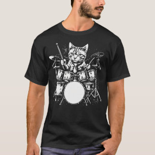 Cat Drummer Drums Music Lover T-Shirt