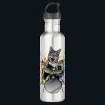 Cat Drummer Playing Drums 710 Ml Water Bottle<br><div class="desc">Punk Rockstar Kitten Kitty Cat Drummer Playing Drums Graphic design Gift Water Bottle Classic Collection.</div>