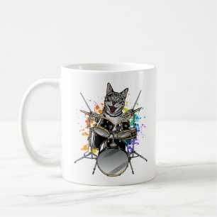 Cat Drummer Playing Drums Coffee Mug