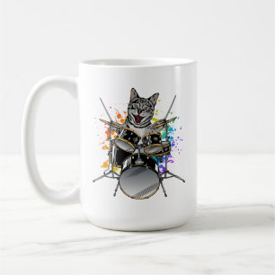 Cat Drummer Playing Drums Coffee Mug