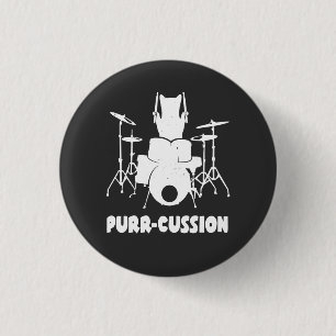 Cat Drummer Purr Cussion Funny 3 Cm Round Badge