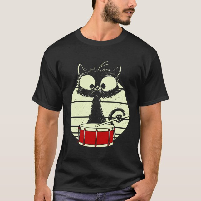 Cat Drums Drummer Cat T-Shirt (Front)