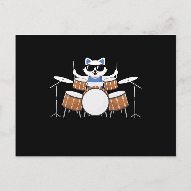 Cat Drums Postcard (Front)