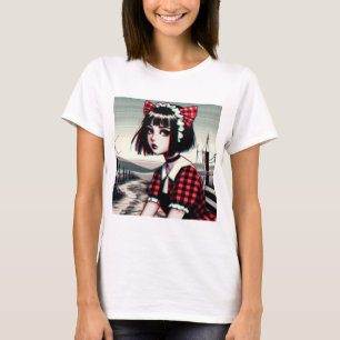 Cat-Eared Girl in Tartan T-Shirt