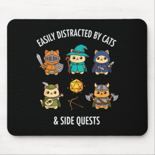 Cat Easily Distracted By Cat &amp; Side Quests Rpg Mouse Mat