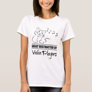 Cat Easily Distracted By Violin Players Music T-Shirt