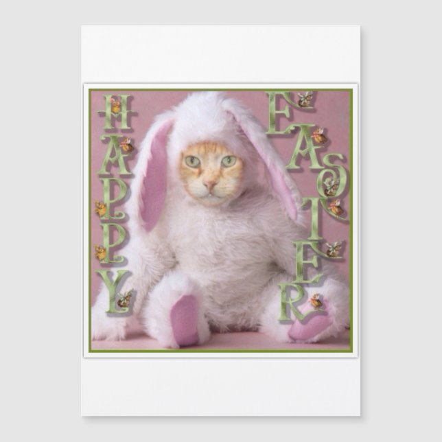 Cat Easter Bunny Claude Holiday Card (Front)