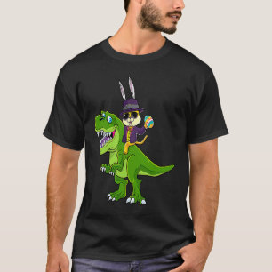 Cat Easter Bunny Riding Dino Trex Egg Hunt Dinosau T-Shirt