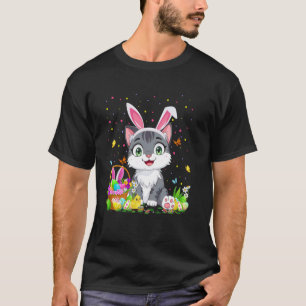 Cat Easter Egg Hunt Bunny Ear Cat Happy Easter T-Shirt