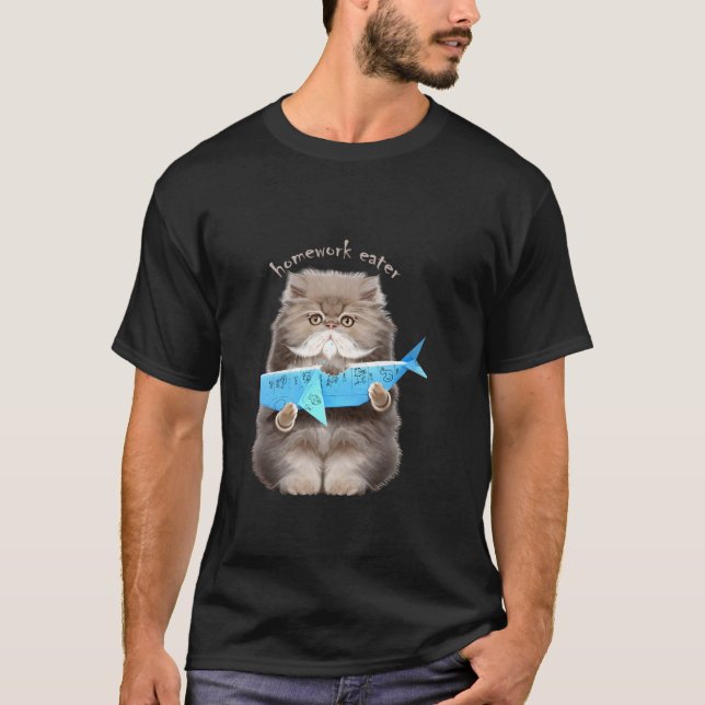 Cat Eaten Tasks T-Shirt (Front)