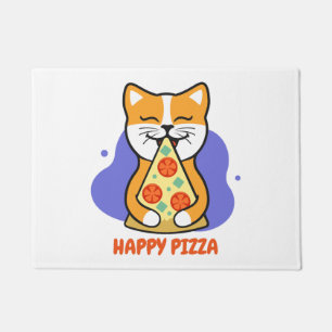Cat Eating A Pizza Doormat