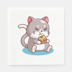 Cat Eating A Pizza Napkin