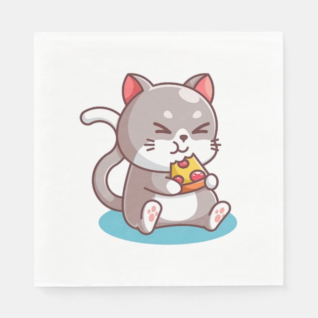 Cat Eating A Pizza Napkin (Front)