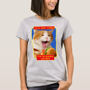 Cat Eating Cheeseburger T-Shirt