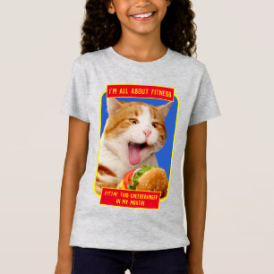 Cat Eating Cheeseburger T-Shirt