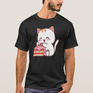 Cat Eating Delicious Cake Candy Backing T-Shirt