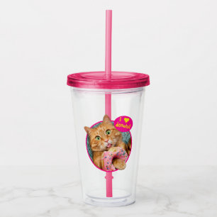 Cat Eating Donut Acrylic Tumbler