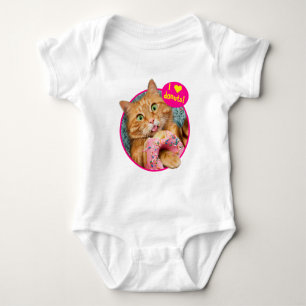 Cat Eating Donut Baby Bodysuit