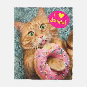 Cat Eating Donut Fleece Blanket