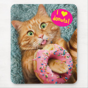 Cat Eating Donut Mouse Mat