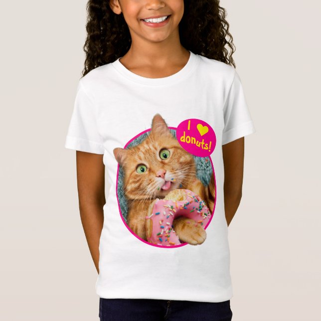 Cat Eating Donut T-Shirt (Front)