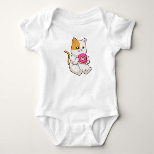 Cat Eating Doughnut Baby Bodysuit