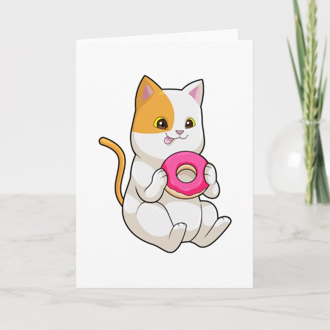 Cat Eating Doughnut Card (Front)