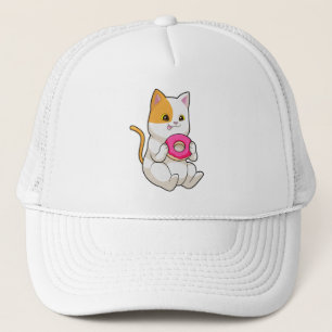 Cat Eating Doughnut Trucker Hat