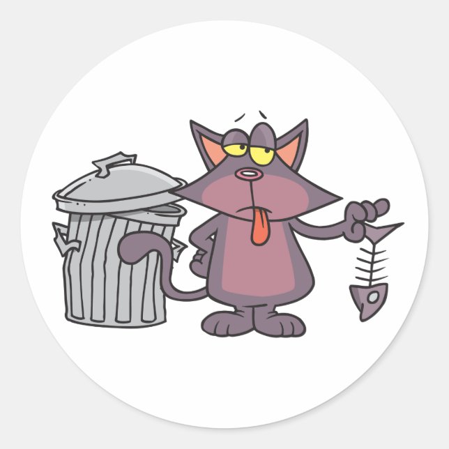 Cat Eating Garbage Stickers (Front)
