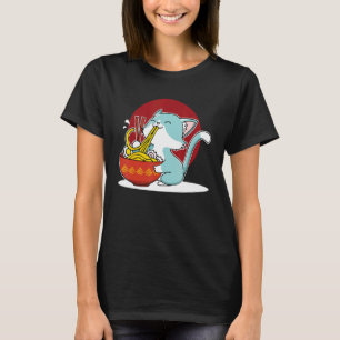 Cat Eating Japanese Ramen Noodles Soup Bowl Kitte T-Shirt