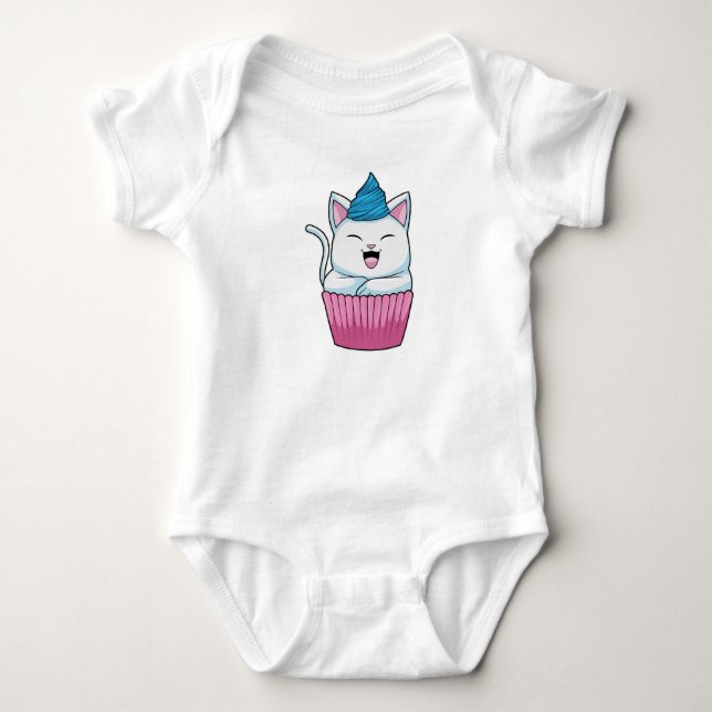 Cat Eating Muffin Baby Bodysuit (Front)