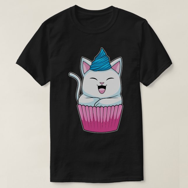Cat Eating Muffin T-Shirt (Design Front)