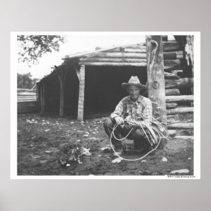 Cat eating out of a coffee can poster