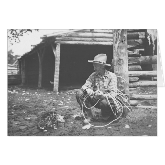 Cat eating out of a coffee can with a cowboy watch (Front Horizontal)