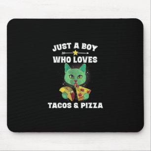 Cat Eating Pizza And Taco In Space Funny Saying Mouse Mat