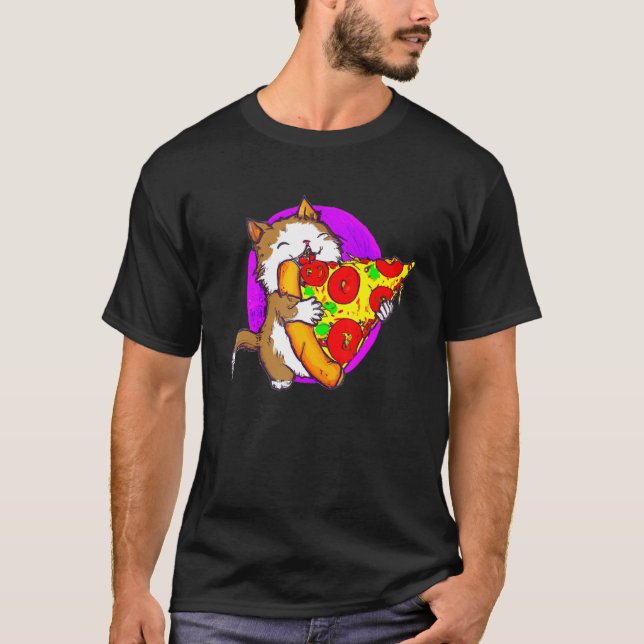 Cat Eating Pizza Cat And Pizza  1 T-Shirt (Front)