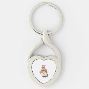 Cat Eating Pizza  Key Ring