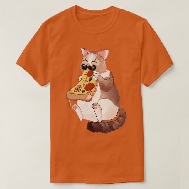 Cat Eating Pizza T-Shirt (Design Front)