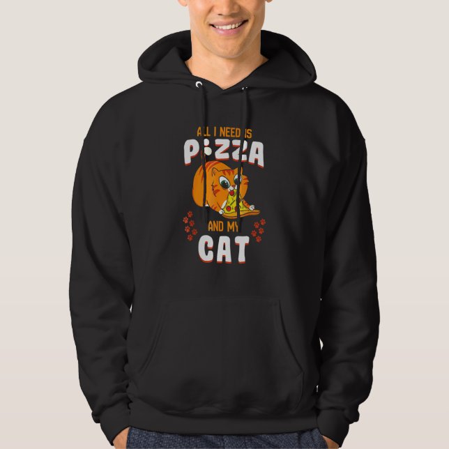 Cat Eating Pizza Tee Pepperoni Slice Kitten (Front)