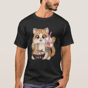 Cat Eating Ramen and Bubble Tea Japanese Vintage A T-Shirt
