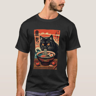 Cat Eating Ramen, Cat Lover, Japanese Style, Ramen T-Shirt