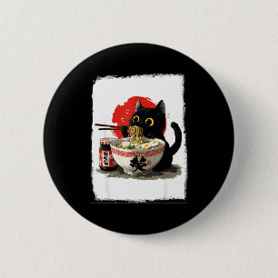 Cat Eating Ramen Funny Japanese Kawaii Cat Anime L 6 Cm Round Badge