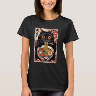 Cat Eating Ramen Funny T-Shirt